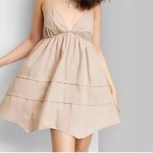 Women’s Wild Fable Beige Tiered Mini Dress - Size M